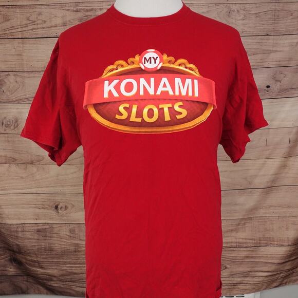 MY KONAMI SLOTS REWARDS CASINO RED TSHIRT SIZE 2XL XXL - Picture 2 of 5
